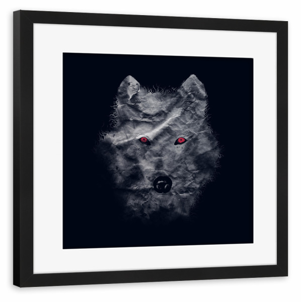 Poster mit Rahmen schwarz "Ghost" artboxONE - Tiere - Wolf,Tier,Ghost,Natur,Cool,Tobias fonsecam tobe fonseca,Nacht,Wolf,Nacht,Wolfsrudel,Angst,Dunkel