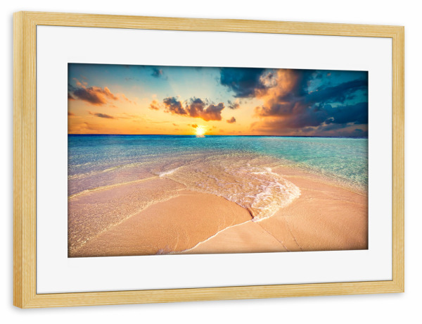 Poster mit Rahmen kiefer "Tropical beach with white sand III" artboxONE - Reise,Reise / Strand und Meer