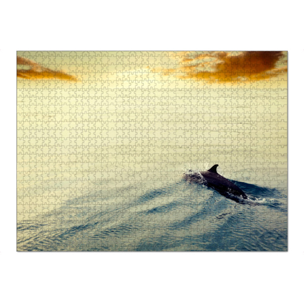 Puzzle Ravensburger "Dolphin jumping in the ocean at sunset. Maldives" artboxONE - Natur,Reise,Tiere