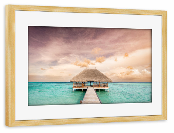 Poster mit Rahmen kiefer "Wooden jetty" artboxONE - Reise,Reise / Strand und Meer