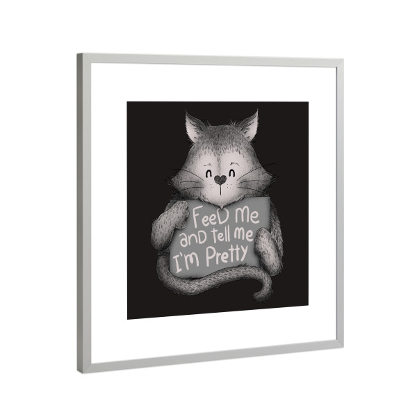 Poster mit Rahmen Silber "Feed Me And Tell Me I'm Pretty Cat" artboxONE - Tiere