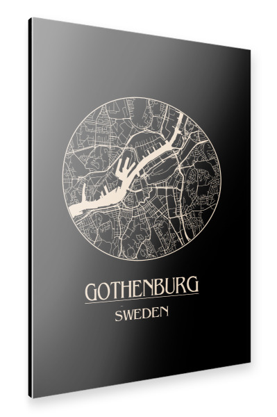 Alu-Dibond "Retro Map of Gothenburg Sweden" 30x20 cm artboxONE