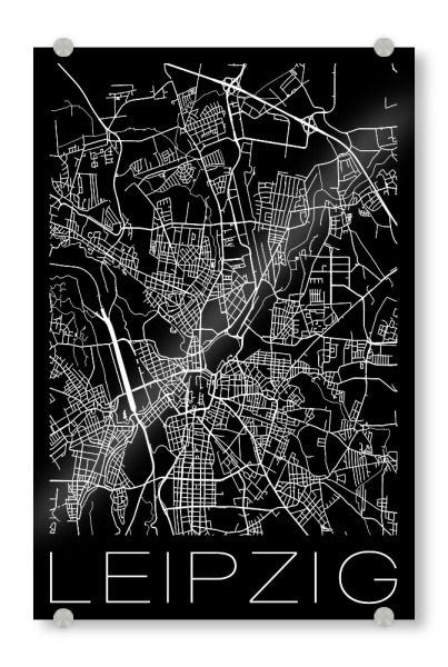 Acrylglasbild "Retro Map Leipzig Germany" artboxONE - Städte,Schwarzweiß - Retro,Map,Leipzig,Germany