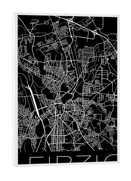 Poster mit weißem Rahmen "Retro Map Leipzig Germany" artboxONE - Städte,Schwarzweiß - Retro,Map,Leipzig,Germany