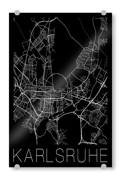 Acrylglasbild "Retro Map of Karlsruhe Germany" artboxONE - Städte,Schwarzweiß,Städte / Weitere - Retro,Map,Karlsruhe,Germany