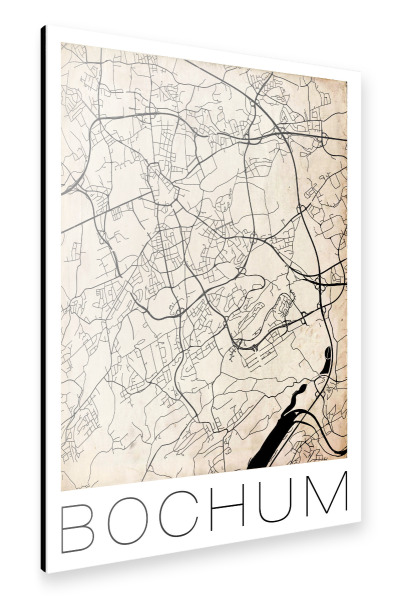 Alu-Dibond "Retro Map of Bochum Germany 2" 30x20 cm artboxONE