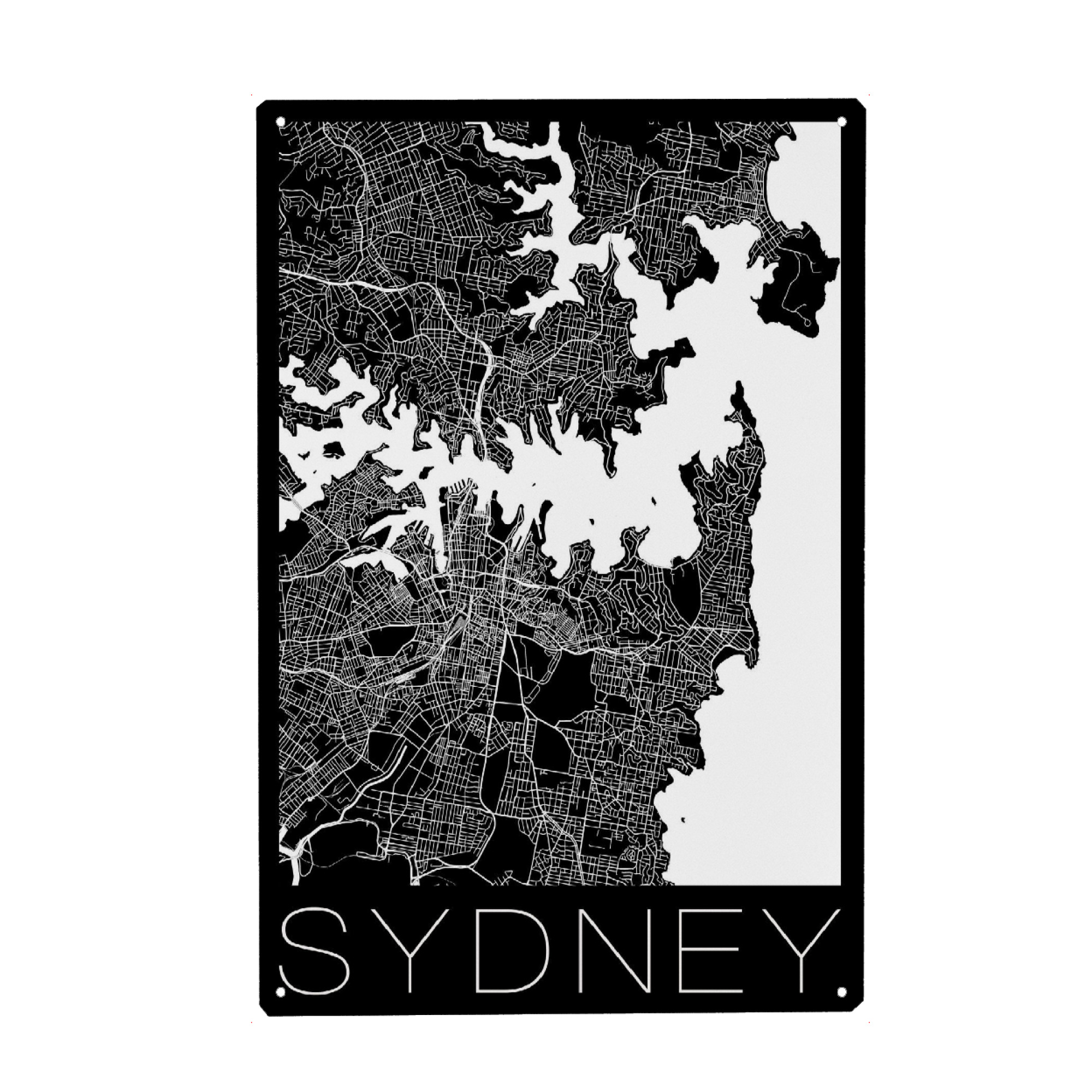 Metall Poster "Retro Map of Sydney Australia 2" artboxONE - Städte,Schwarzweiß,Städte / Sydney - Retro,Map,Sydney,Australia - Blechschild