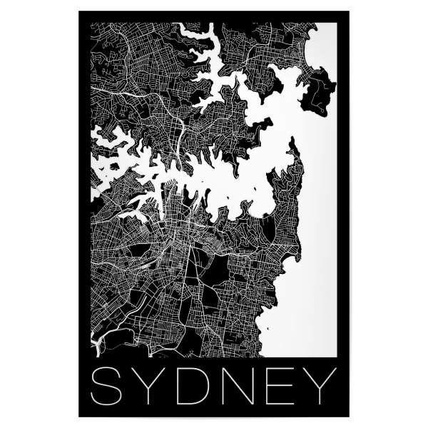 Poster 30x20 cm "Retro Map of Sydney Australia 2" artboxONE - Städte,Schwarzweiß,Städte / Sydney - Retro,Map,Sydney,Australia