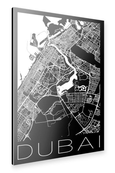 Alu-Dibond "Retro Map of Dubai" 30x20 cm artboxONE
