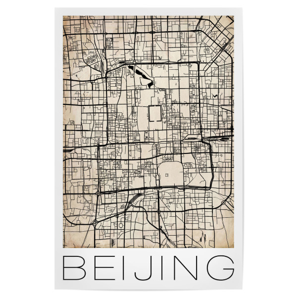 Poster 30x20 cm "Retro Map of Beijing" artboxONE - Städte,Städte / Weitere - Retro,Map,Beijing,Peking,Vintage