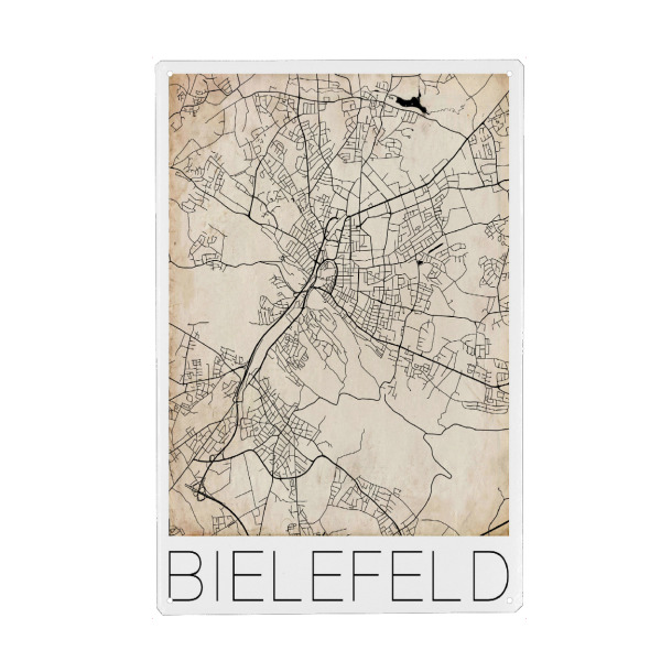 Holzbild "Retro Map Bielefeld Germany 2" artboxONE - Städte,Städte / Weitere - Retro,Vintage,Map,Bielefeld,Germany