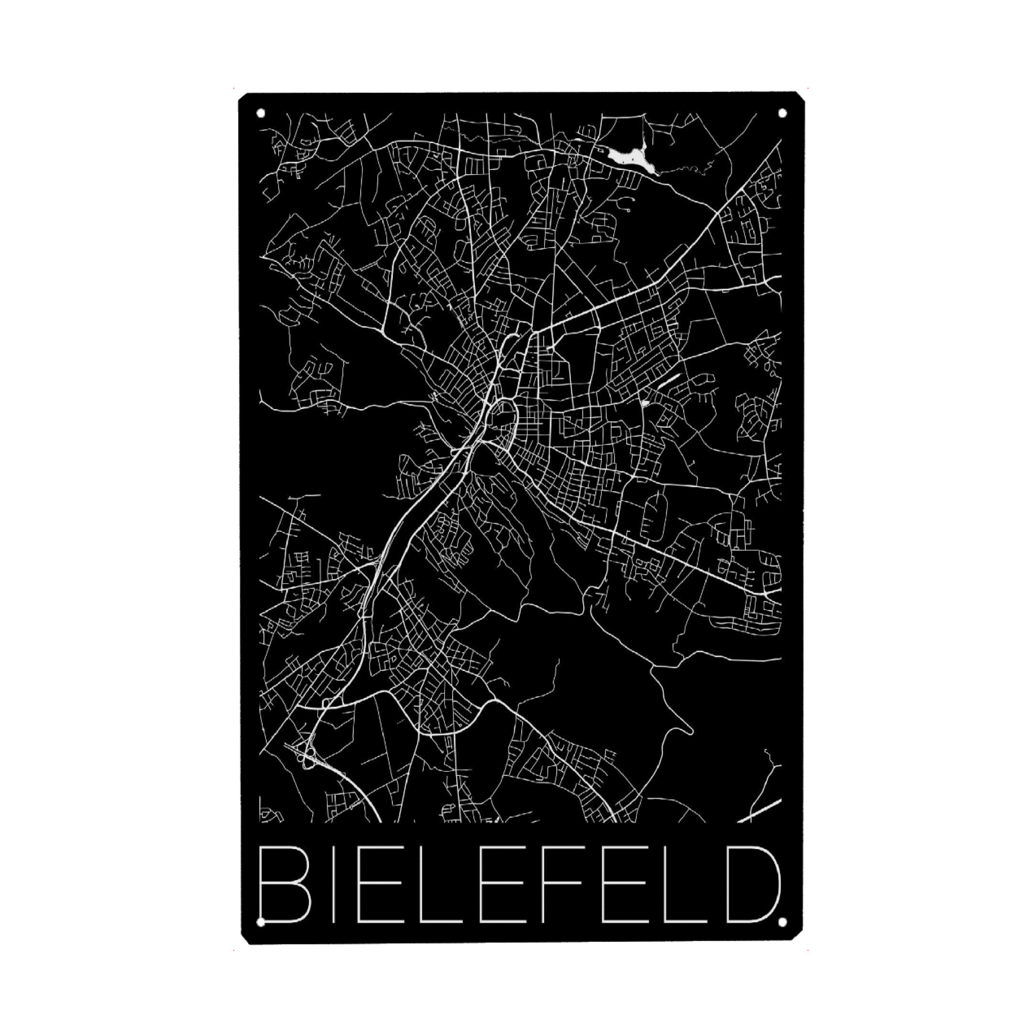Metall Poster "Retro Map Bielefeld Germany" artboxONE - Städte,Schwarzweiß,Städte / Weitere - Retro,Vintage ma,P bielefeld,Germany - Blechschild