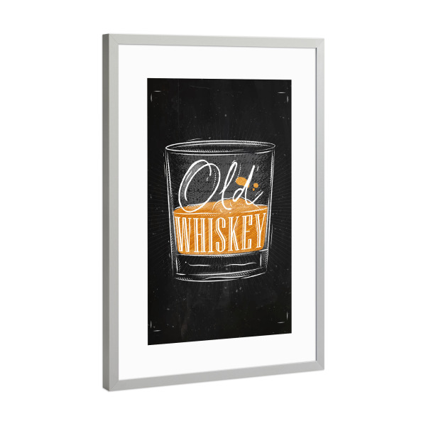Poster mit Rahmen Silber "Alte Whisky Farbe" artboxONE - Essen & Trinken,Schwarzweiß