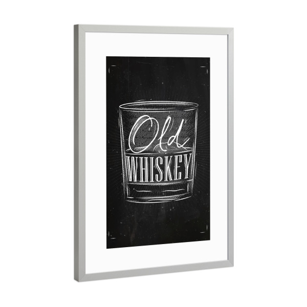 Poster mit Rahmen Silber "Alter Whisky" artboxONE - Essen & Trinken,Schwarzweiß