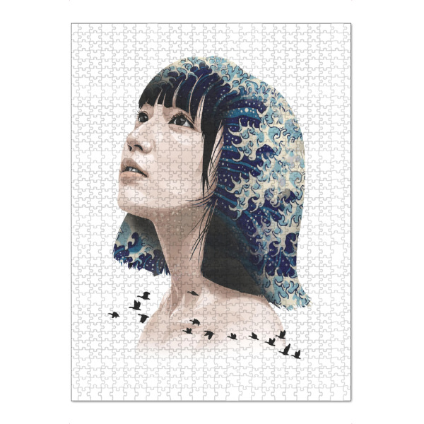 Puzzle Ravensburger "Tears from Kanagawa" artboxONE - Menschen,Schwarzweiß,Streetart