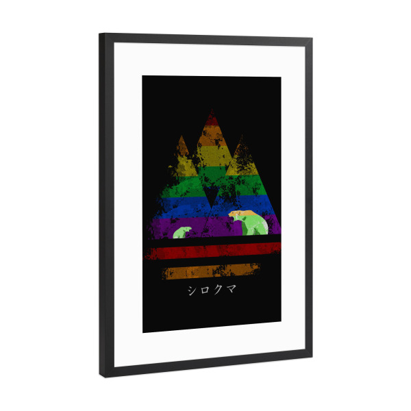 Poster mit Rahmen Schwarz (Metallic) "Shirokuma" artboxONE - Natur,Tiere,Geometrie