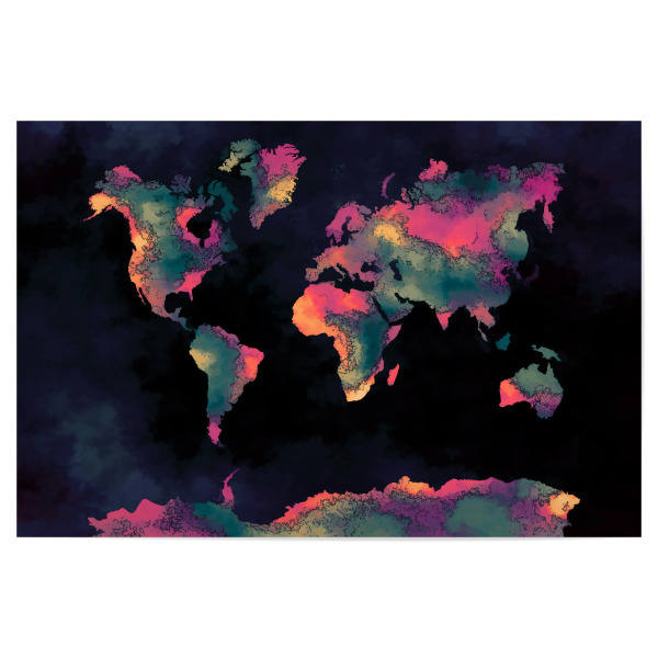 Poster 30x20 cm "World map 80 dark color" artboxONE - Kartografie