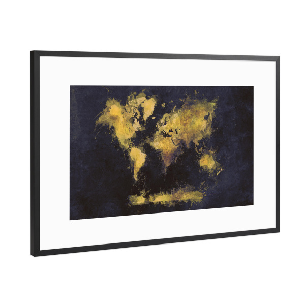 Poster mit Rahmen Schwarz (Metallic) "World map 71" artboxONE - Reise,Reise / Länder,Kartografie