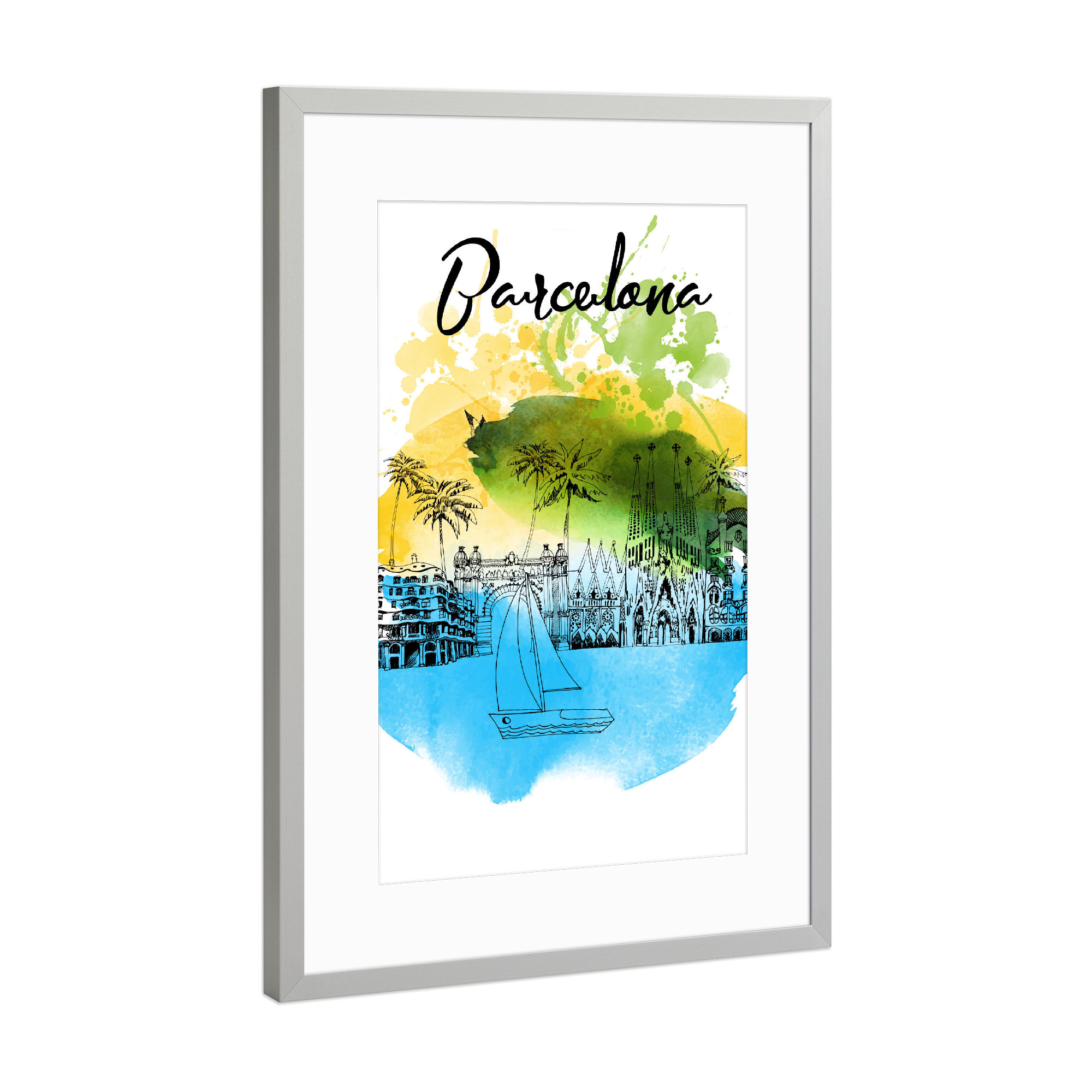 Poster mit Rahmen Silber "Barcelona 2" artboxONE - Städte,Reise,Reise / Strand und Meer,Städte / Barcelona