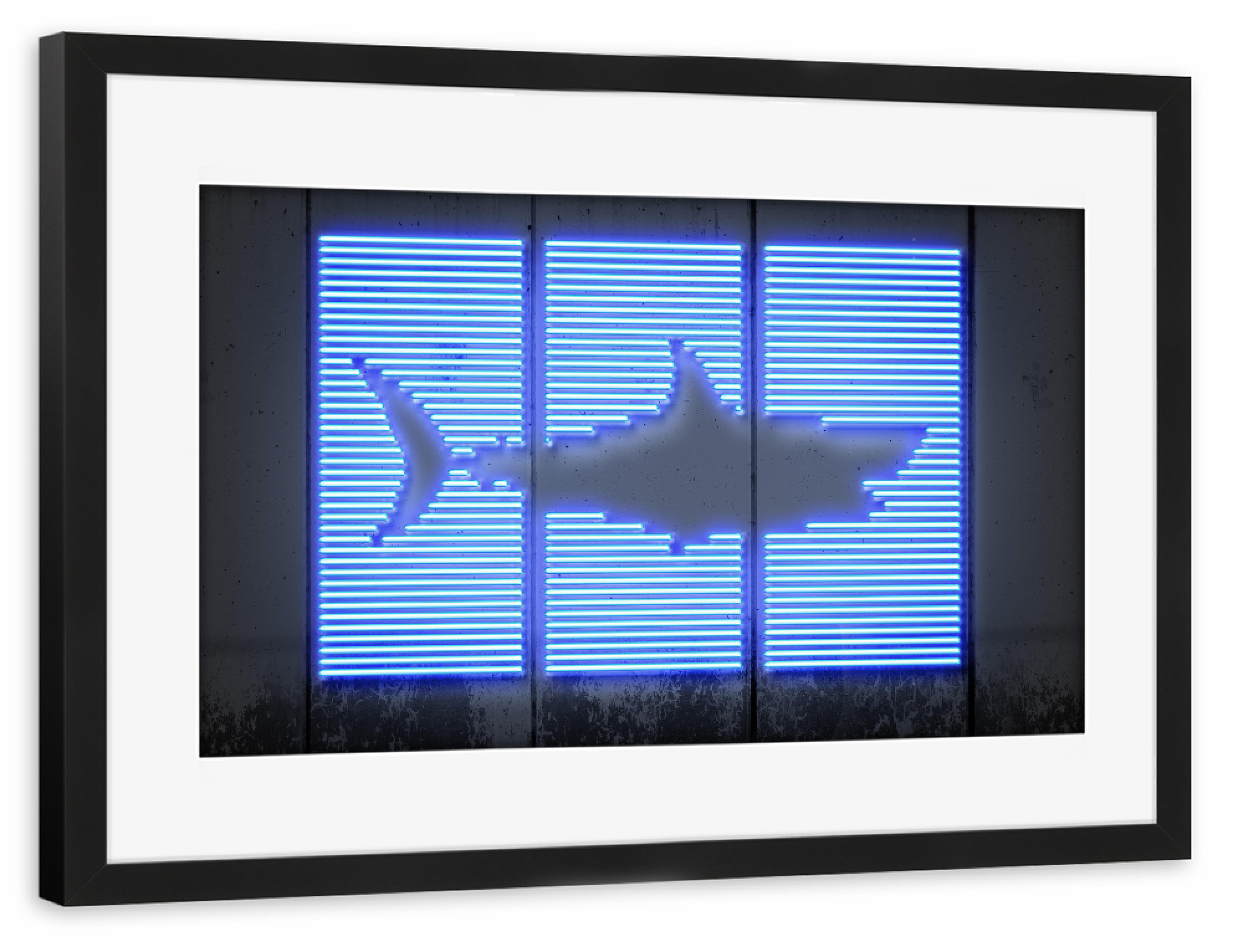 Poster mit Rahmen schwarz "Shark" artboxONE - Tiere,Streetart