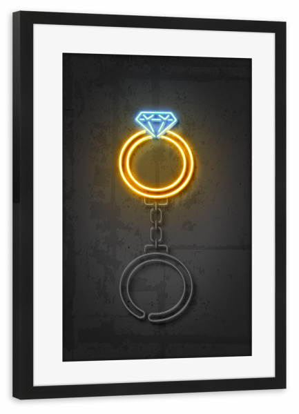 Poster mit Rahmen schwarz "Diamond ring" artboxONE - Geometrie,Streetart