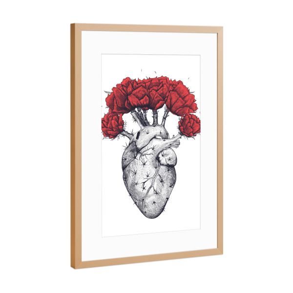 Poster mit Rahmen Kupfer "Cactus heart 2" artboxONE - Natur,Floral,Menschen,Schwarzweiß