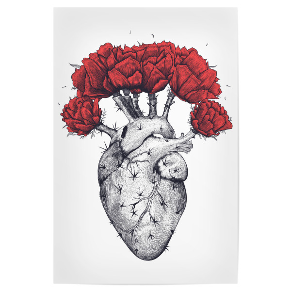 Poster "Cactus heart 2" artboxONE - Natur,Floral,Menschen,Schwarzweiß