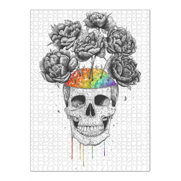 Puzzle Ravensburger "Skull with rainbow brain" artboxONE - Natur,Floral,Menschen,Schwarzweiß,Streetart