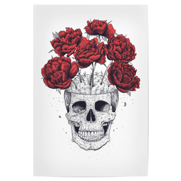 Poster 30x20 cm "Skull with peonies" artboxONE - Natur,Menschen,Streetart