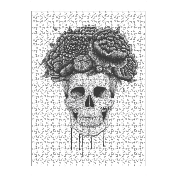 Puzzle Ravensburger "Skull with flowers" artboxONE - Natur,Floral,Menschen,Schwarzweiß,Streetart