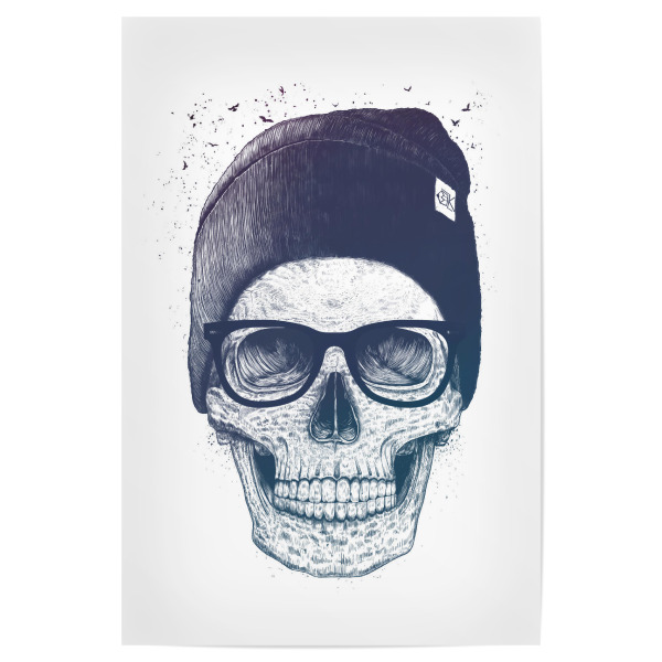 Poster "Color skull in a hat" artboxONE - Menschen,Schwarzweiß,Fashion