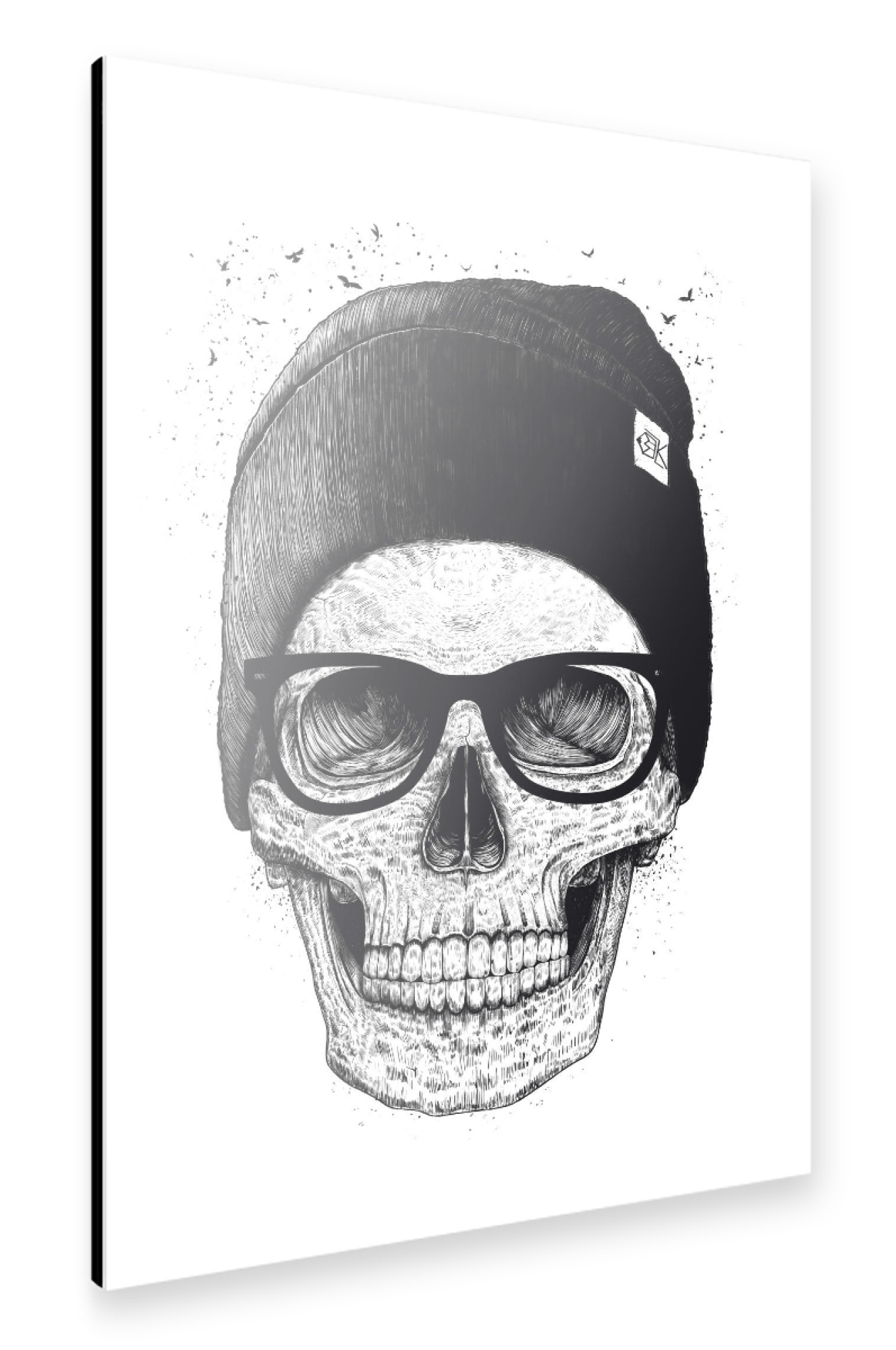 Alu-Dibond "Black skull in a hat" 75x50 cm artboxONE