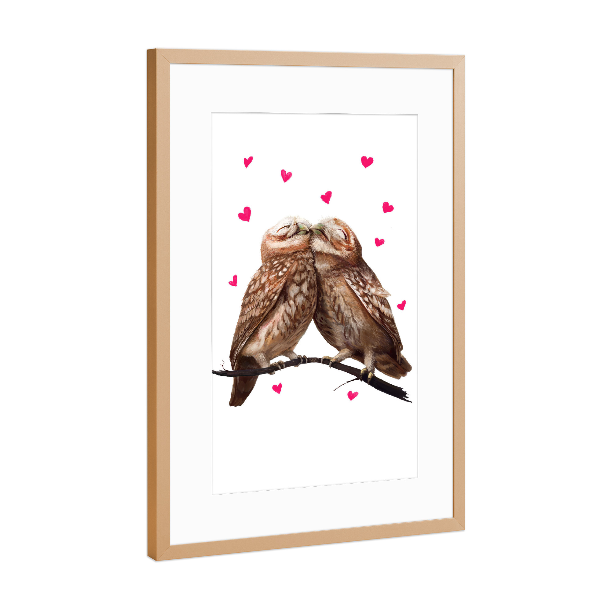 Poster mit Rahmen Kupfer "Lovely owls" artboxONE - Natur,Tiere
