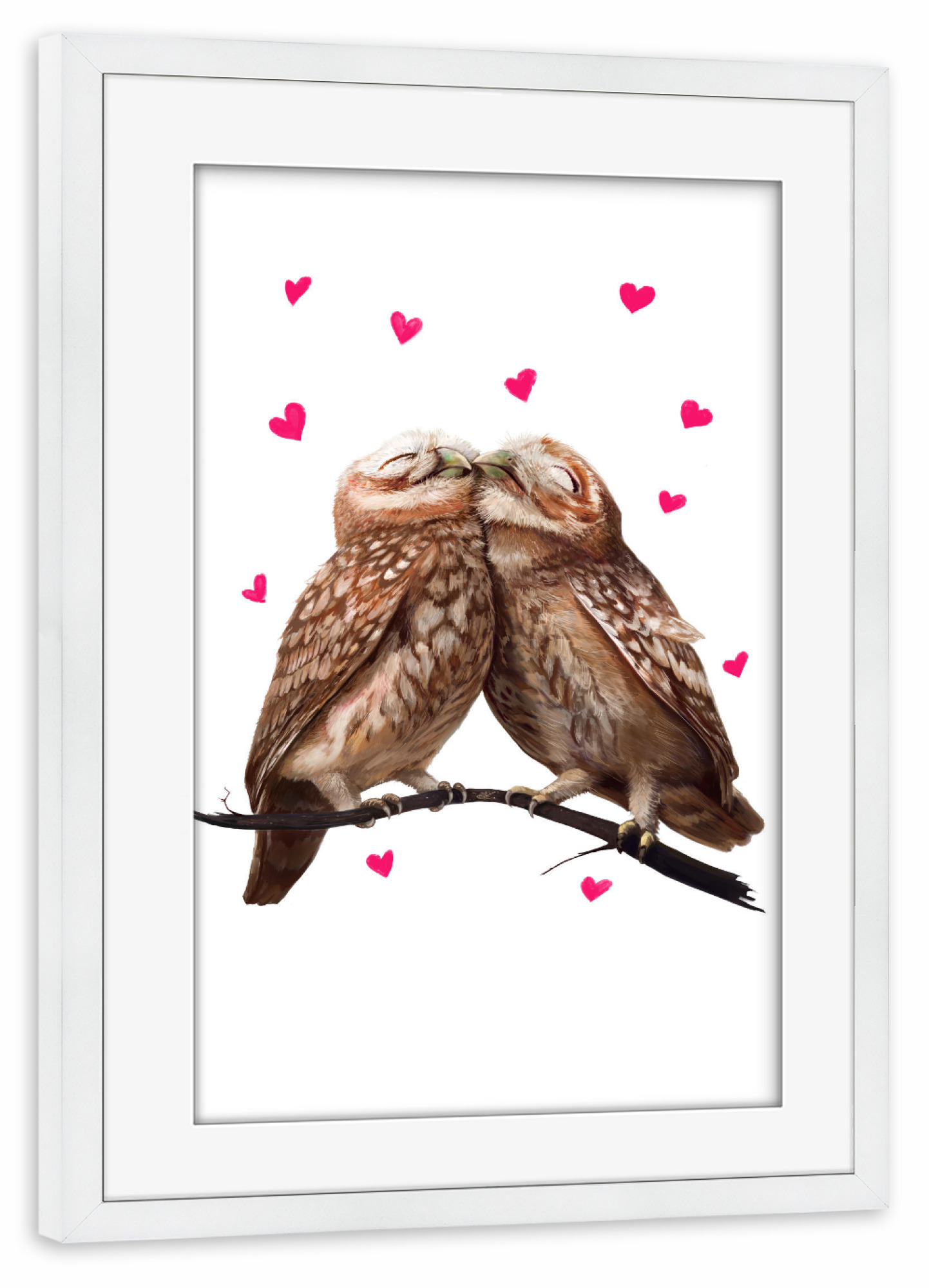 Poster mit Rahmen weiß "Lovely owls" artboxONE - Natur,Tiere