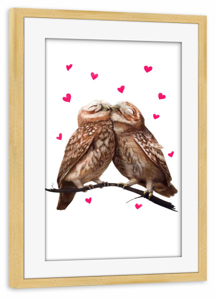 Poster mit Rahmen kiefer "Lovely owls" artboxONE - Natur,Tiere