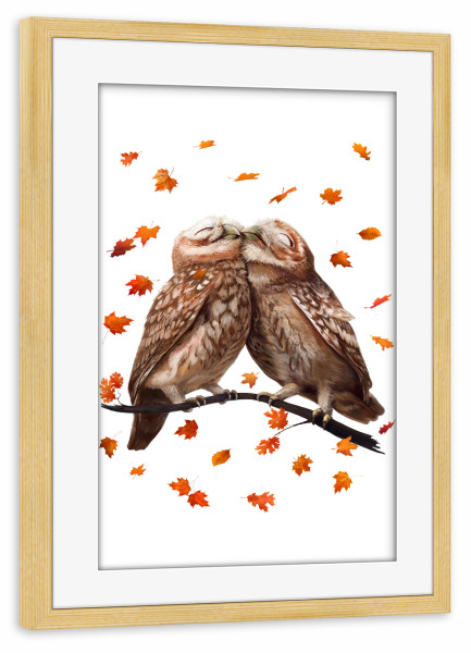 Poster mit Rahmen kiefer "Autumn owls" artboxONE - Natur,Tiere
