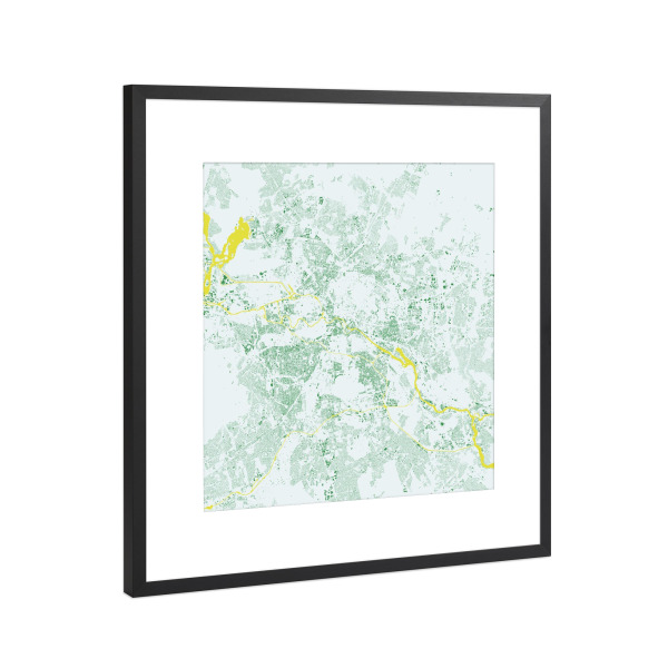 Poster mit Rahmen Schwarz (Metallic) "Berlin green map" artboxONE - Städte,Städte / Berlin - Berlin,Green,Map,Deutschland,Hauptstadt,Spree,Karte