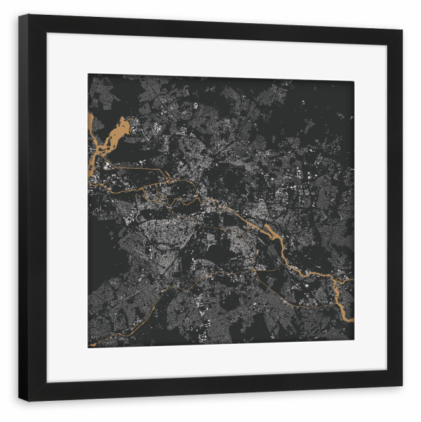 Poster mit Rahmen schwarz "Berlin gold map" artboxONE - Städte,Städte / Berlin,Schwarzweiß - Berlin,Gold,Map,Deutschland,Hauptstadt,Spree,Karte