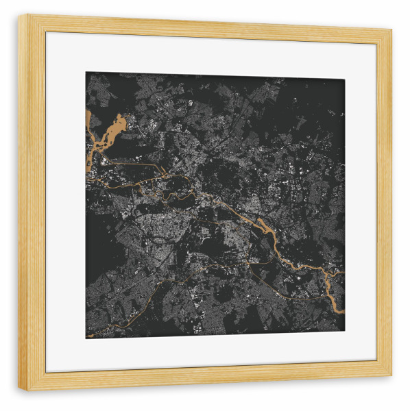 Poster mit Rahmen kiefer "Berlin gold map" artboxONE - Städte,Städte / Berlin,Schwarzweiß - Berlin,Gold,Map,Deutschland,Hauptstadt,Spree,Karte