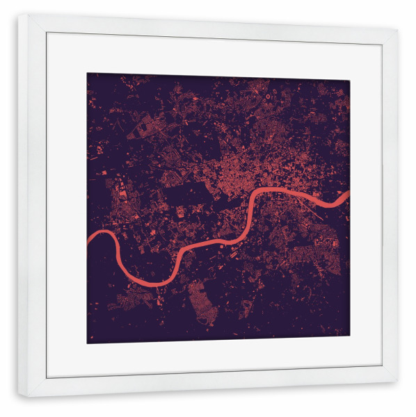 Poster mit Rahmen weiß "London purple map" artboxONE - Städte,Städte / London