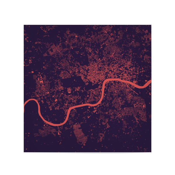Poster 20x20 cm "London purple map" artboxONE - Städte,Städte / London