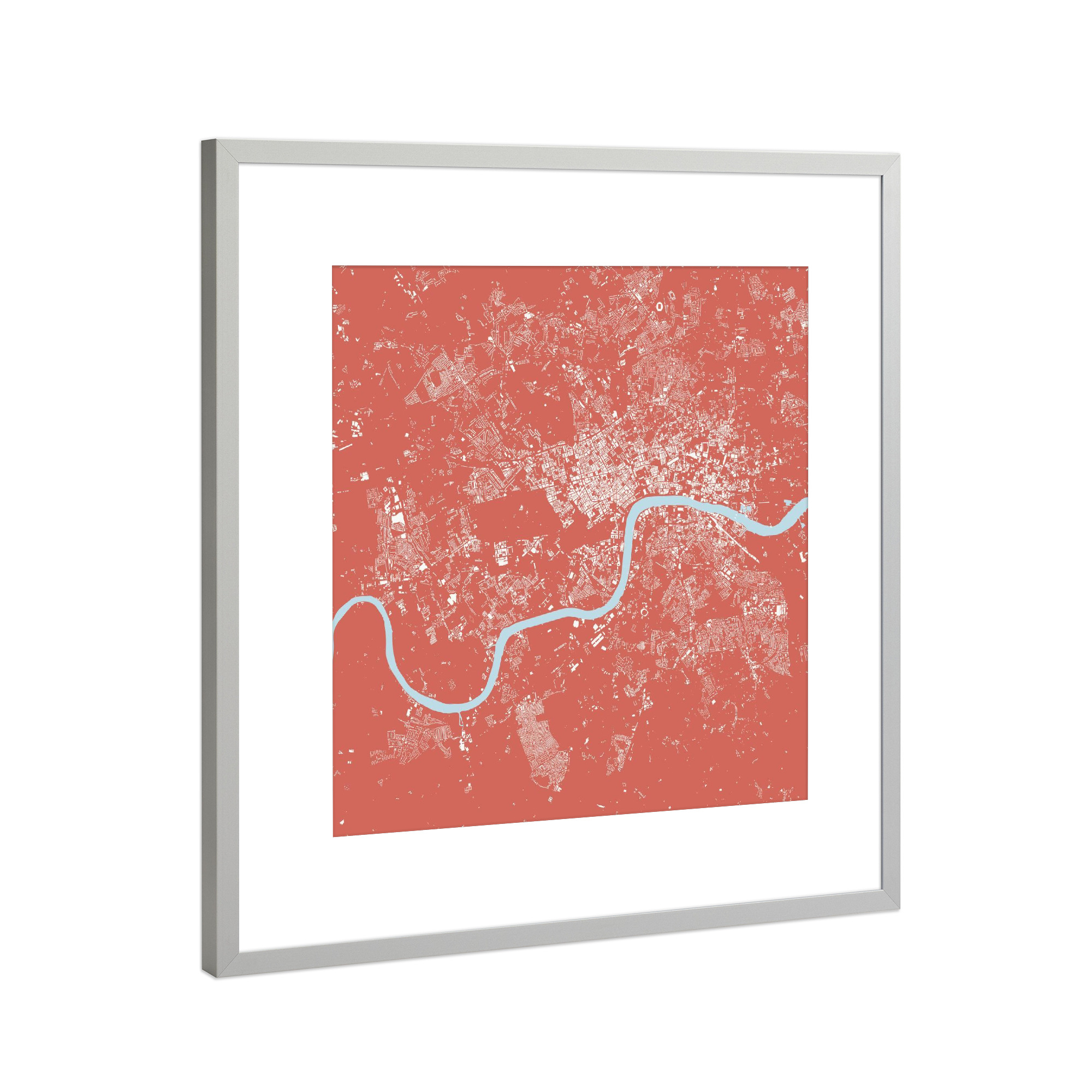 Poster mit Rahmen Silber "London red map" artboxONE - Städte,Städte / London