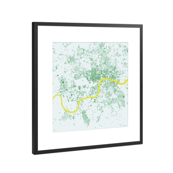 Poster mit Rahmen Schwarz (Metallic) "London green map" artboxONE - Städte,Städte / London