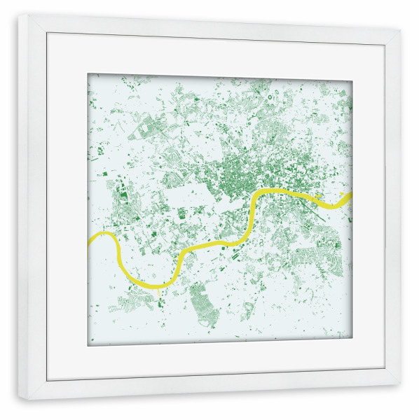 Poster mit Rahmen weiß "London green map" artboxONE - Städte,Städte / London