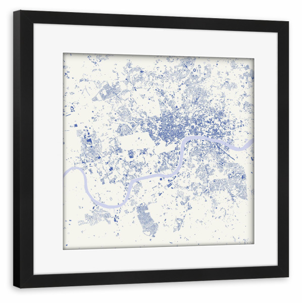 Poster mit Rahmen schwarz "London blue map" artboxONE - Städte,Städte / London