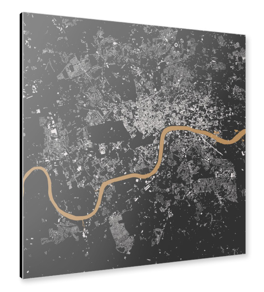 Alu-Dibond "London gold map" 30x30 cm artboxONE