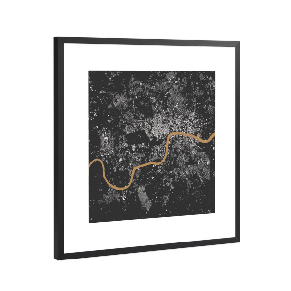 Poster mit Rahmen Schwarz (Metallic) "London gold map" artboxONE - Städte,Städte / London