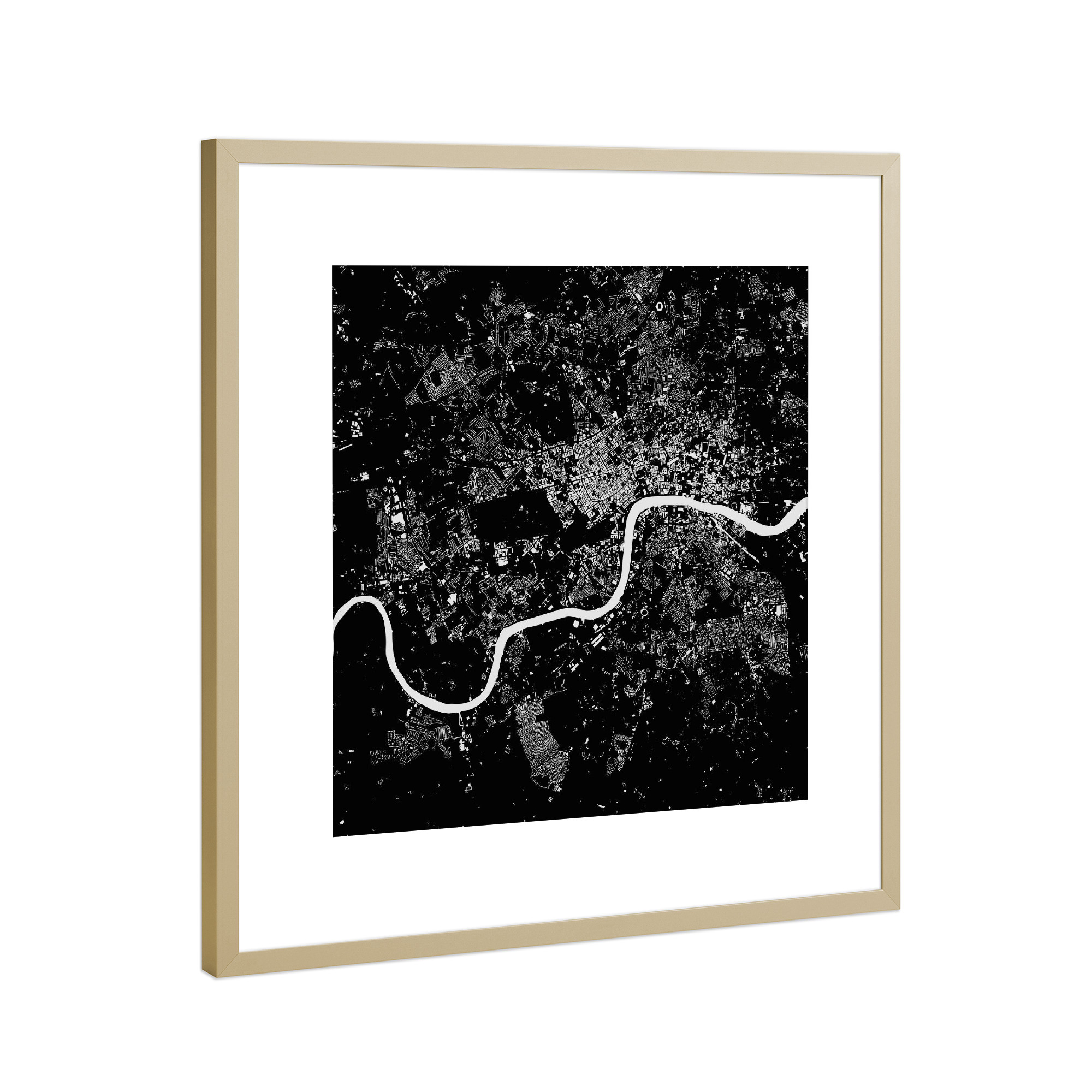 Poster mit Rahmen Gold "London black map" artboxONE - Städte,Städte / London,Schwarzweiß