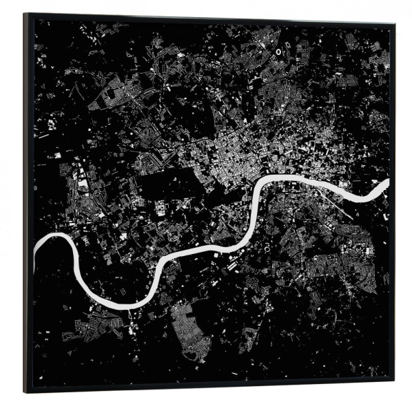 Poster mit schwarzem Rahmen 30x30 cm "London black map" artboxONE - Städte,Städte / London,Schwarzweiß