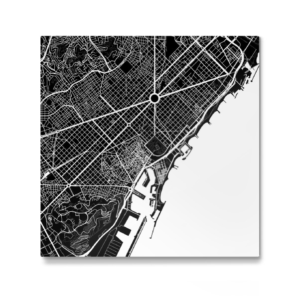 Galerie-Print "Barcelona white map" 30x30 cm artboxONE